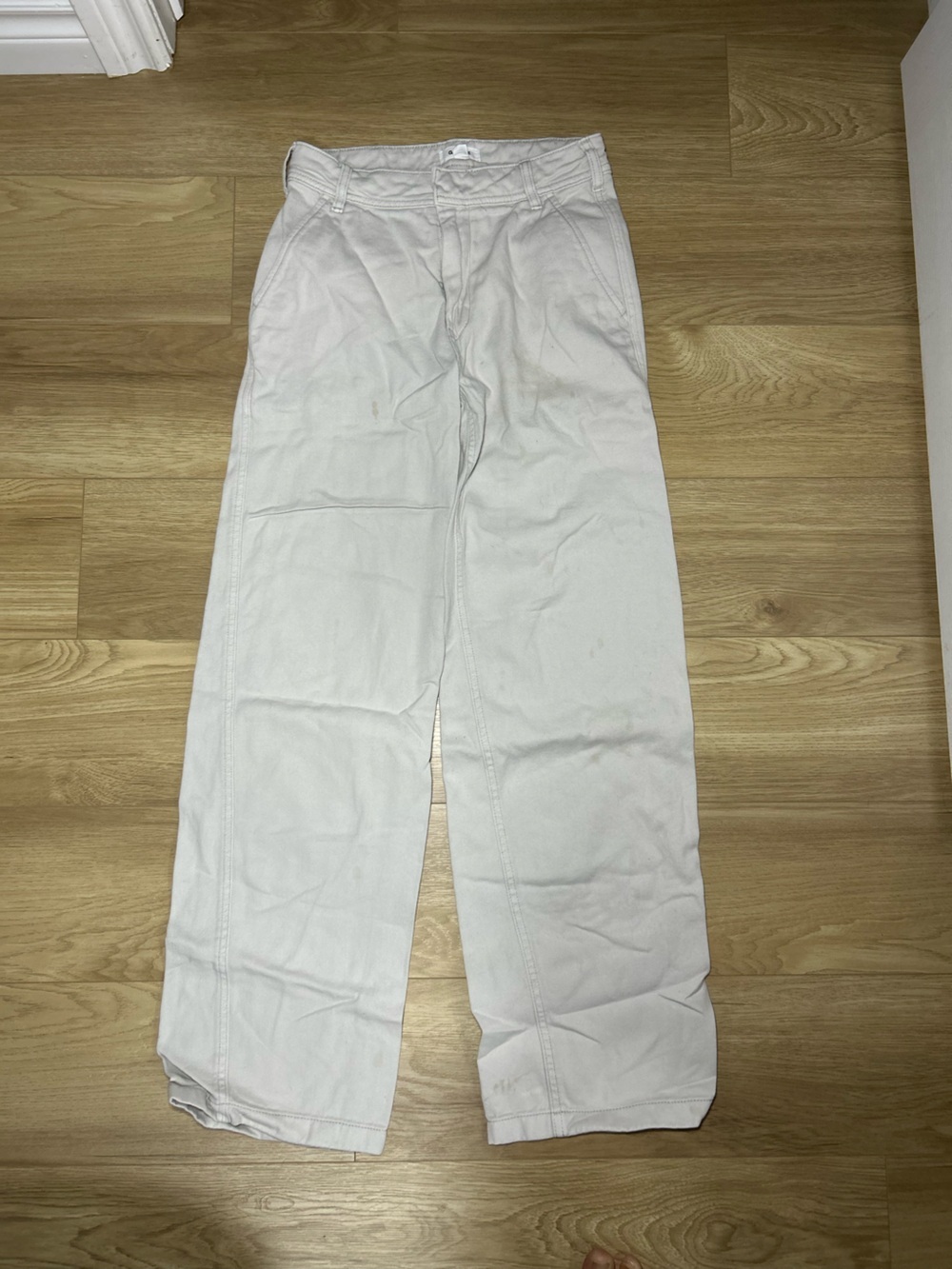 Garage Cream Wide-Leg Cotton Trousers
